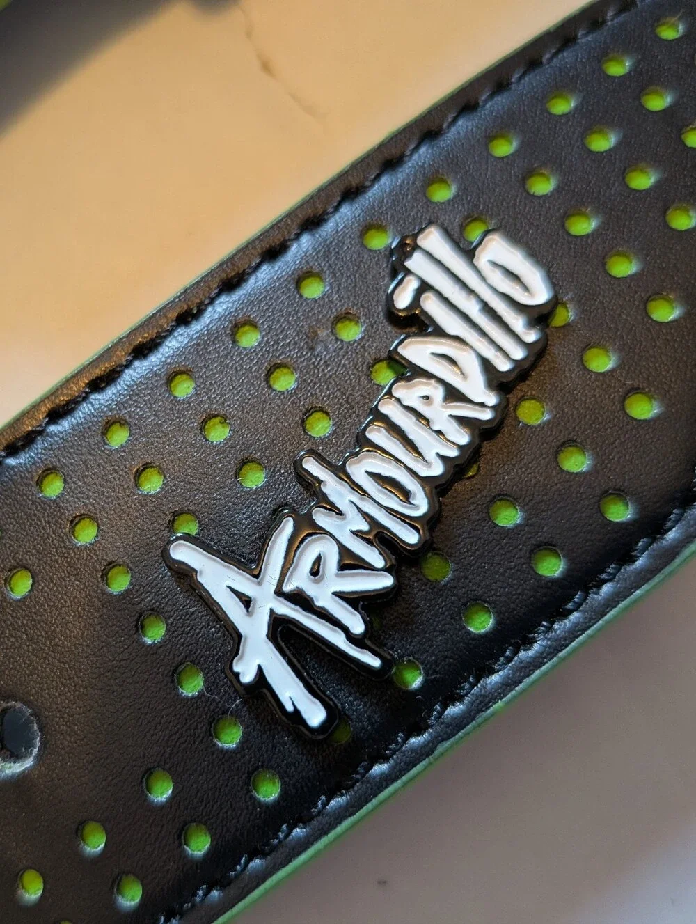 NWT Armourdillo Men's Perforated Black Belt & Lime Green 💚